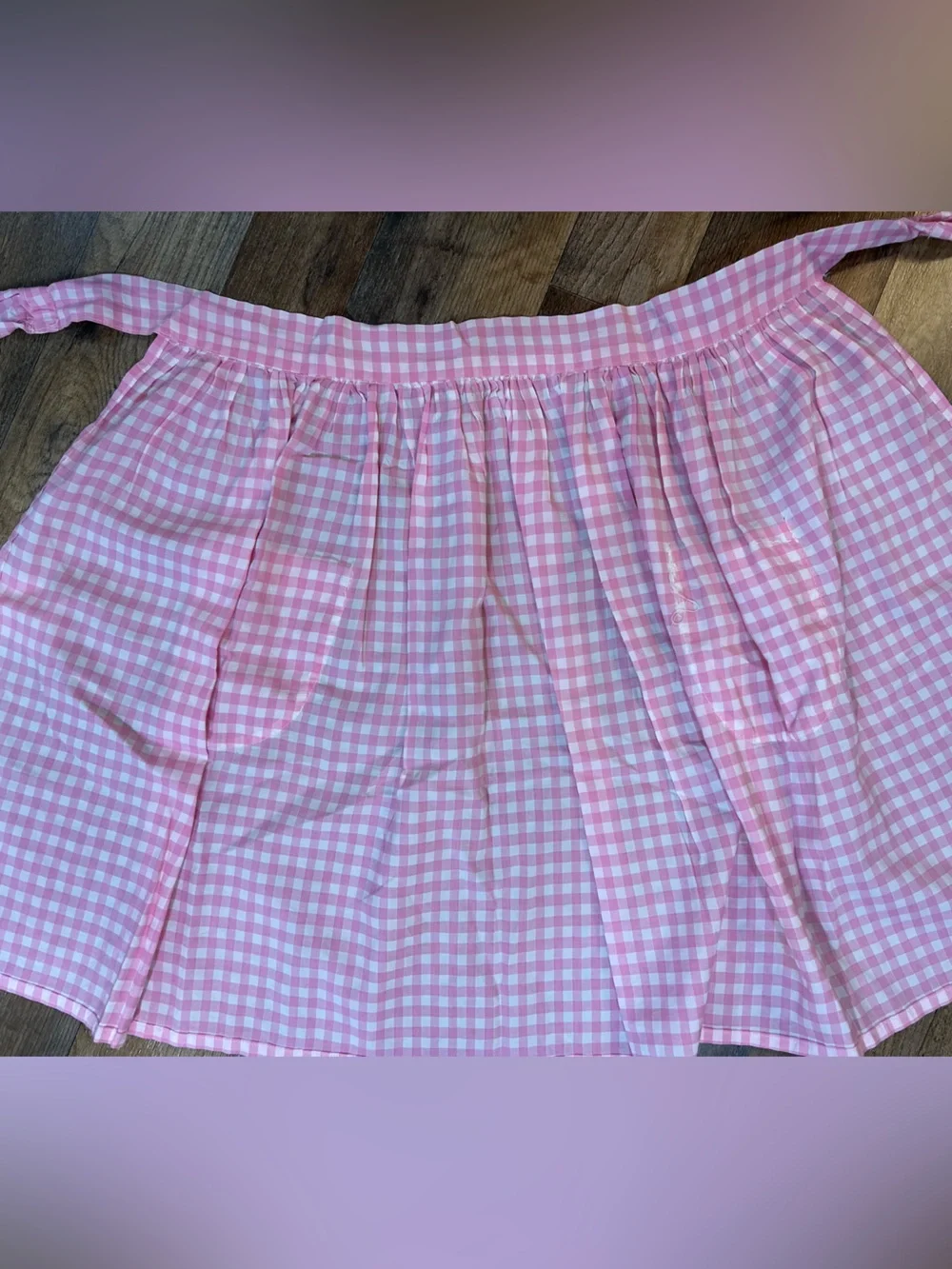 Pink Gingham Half Apron Cottagecore Checkered Waist Apron Pockets